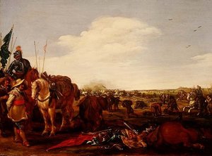 A Battle Scene by Jacob Martsen de Jonge
