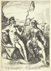 The Alliance between Athena and Mercury (Hermathena) by Jacob Matham