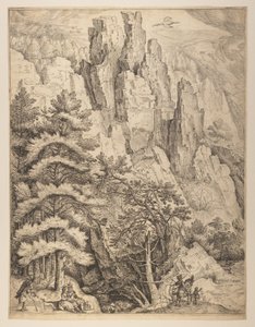 Bohemian Landscape with Couples and Hunters (left plate)