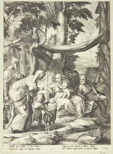 The Holy Family Seated in a Landscape with Elizabeth, Zechariah, and John the Baptist as a Child by Jacob Matham