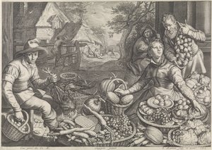 Market Scene and the Rest on the Flight into Egypt by Jacob Matham