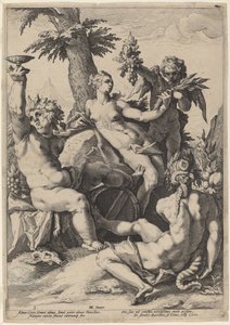 Alliance of Venus with Bacchus and Ceres by Jacob Matham, after Hendrick Goltzius
