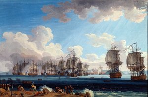 The Naval Battle of Chesma on 5 July 1770, 18th century by Jacob Philip Hackert