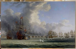 The Battle of Chesma. Beginning of the Fight on 5 July 1770 by Jacob Philippe Hackert