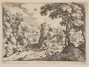 Stream between Rocky Hillside and Castle, from Landscapes