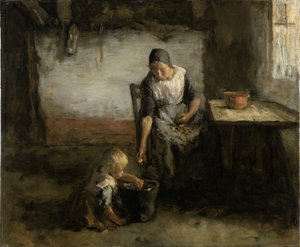 Woman Peeling Potatoes by Jacob Simon Kever