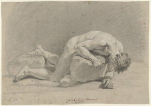 Male Nude, Lying on the Stomach Over a Rock