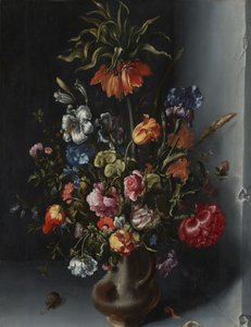 Flower Still Life with a Crown Imperial in a Stone Niche