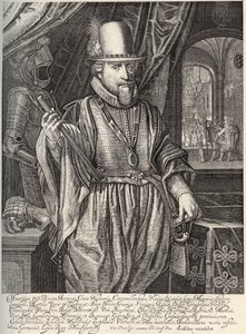 Portrait of Maurice de Nassau (1567-1625), Prince of Orange, Count of Nassau. Engraving by Willem Jacobsz Delff (17th century)