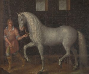 Spanish Warhorse Captured by Lodewijk Gunther van Nassau from Archduke Albert of Austria in the Battle of Nieuwpoort and Presented to Prince Maurits by Jacob de Gheyn (II)