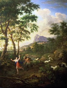 An Arcadian Landscape with Pan and Syrinx by Jacob de Heusch