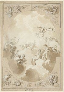 Design for a Ceiling Painting with the Apotheosis of Hercules and Four of His Labors