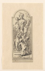 Putti with Bust of Woman Among Trees