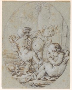 Three Putti: Design for a Grisaille Painting by Jacob de Wit