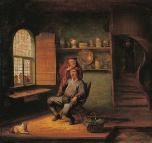 A Surgery, with Peasants watching a Doctor remove a Stone from the head of his Patient by Jacob van Spreeuwen