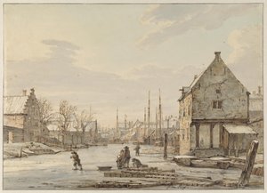 View by the City Wall at Dordrecht in Winter by Jacob van Strij
