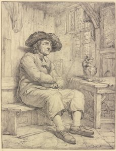 Man Sitting at a Table with Jug and Pipe by Jacob van Strij
