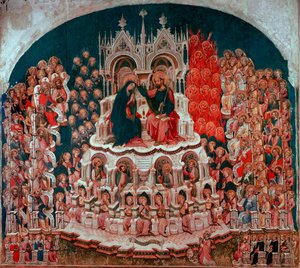 The coronation of the Virgin in Paradise. Painting by Jacobello del Fiore. 15th century. Gallery of the Accademia Venice by Jacobello del Fiore