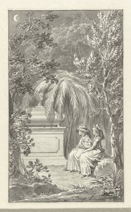 Two Ladies Sitting by a Tomb by Jacobus Buys