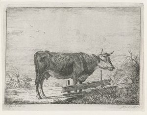 Cow Standing by a Fence by Jacobus Cornelis Gaal