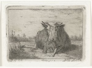 Lying Cow Seen from the Front by Jacobus Cornelis Gaal