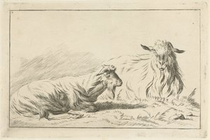 Two Lying Goats by Jacobus Cornelis Gaal