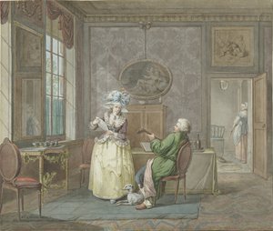 Musical Couple in an Interior by Jacobus Johannes Lauwers