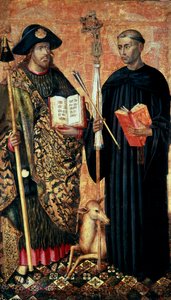 Saint James of Compostela represented in pelerin with the staff, hat and shell. and Saint Gilles the hermit (7th century)