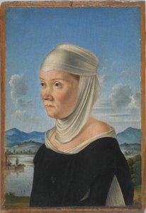 Portrait of a Woman, Possibly a Nun of San Secondo; (verso) Scene in Grisaille by Jacometto Veneziano