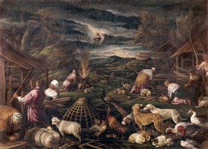 Noe after the deluge. Painting by Jacopo da Ponte, called Jacopo Bassano by Jacopo Bassano