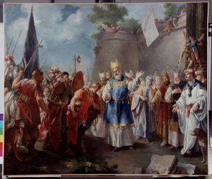 Emperor Alexander pays tribute to the high priest Jaddus (attributed to Jacopo Amigoni) by Jacopo Amigoni