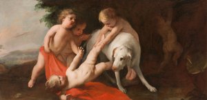 Putti playing with Dog