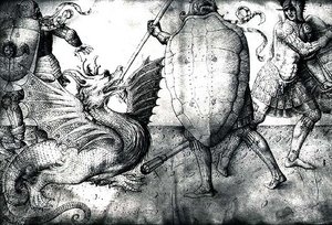 Warriors Fighting a Dragon by Jacopo Bellini