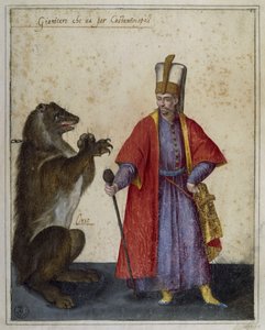 Janissery and Bear, Drawing by Jacopo Ligozzi (1547-1626)