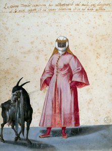 Turkish woman with goat, drawing by Jacopo Ligozzi