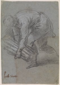 Man Bending to the Left with a Twig in His Arms