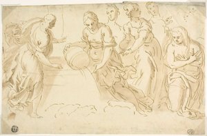 Jacob and Rachel at the Well by Jacopo Palma il Giovane