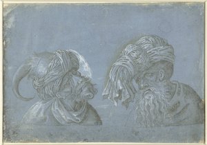 Two Heads of Men with Headdresses (Heads of Men with Exotic Headdresses) by Jacopo Ripanda (attributed to)