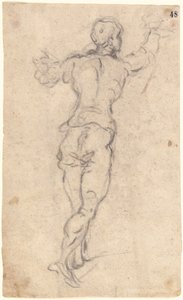 A Striding Youth with His Arms Raised, Seen from Behind by Jacopo Robusti Tintoretto
