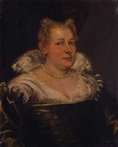 Portrait of a Lady, Bust Length in a Green Dress with a White Collar