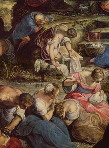 The Gathering of Manna, central detail: sewing woman by Jacopo Robusti Tintoretto