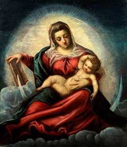 The Madonna and Child in a Mandorla on a Crescent Moon and Clouds