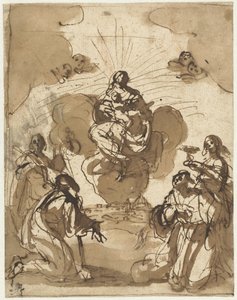 Four Saints Adoring Mary