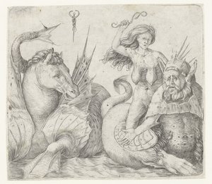 Old Woman on the Back of a Triton Next to a Hippocampus (Fury on the Back of a Triton) by Jacopo de