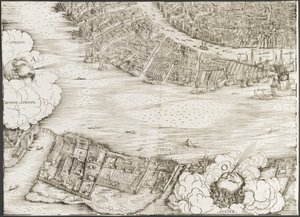View of Venice (lower left block) by Jacopo de Barbari