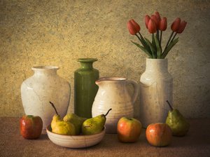 Rustic Fruit and Flowers by Jacqueline Hammer
