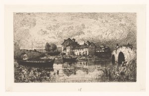 View of a Village by the Water with Bridges on Both Sides
