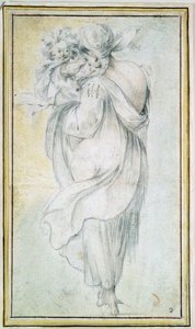 Gypsy with a Child - Sanguine, Black and White Chalk on Paper by Jacques Bellange (Early 17th Century)