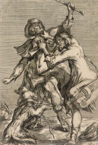 Hurdy-Gurdy Player Attacking a Pilgrim by Jacques Bellange