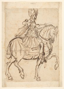 Commander on Horseback, Riding to the Right by Jacques Bellange